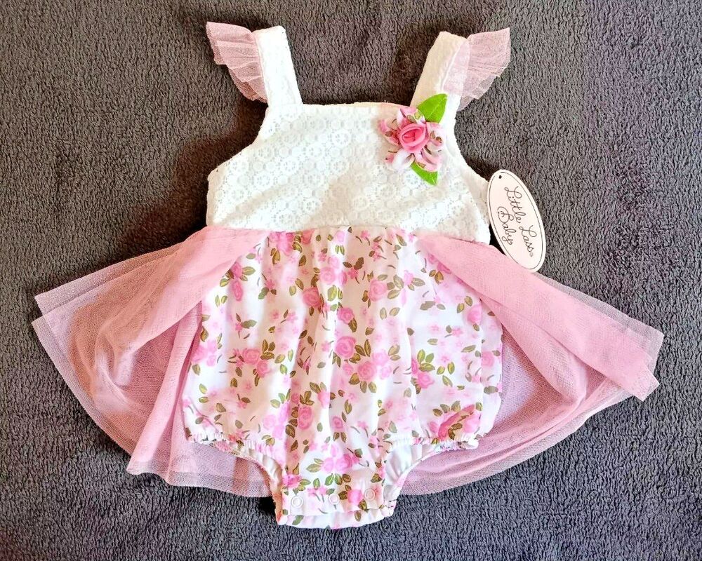Dress 18 months New Girls Little Lass baby floral print Romper Tutu outfit - Picture 2 of 5